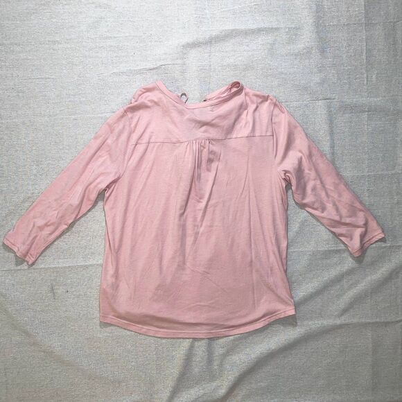 Chaps | Peach Ruffle Front 3/4 Sleeve Top | PXL - Picture 2 of 7